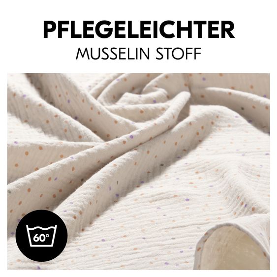 Hauck Mullwindeln / Mulltücher / Spucktücher Cuddle N Clean - 3er Set 80 x 80 cm - Sage / Beige Dots / Cork