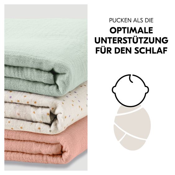 Hauck Mullwindeln / Mulltücher / Spucktücher Cuddle N Clean - 3er Set 80 x 80 cm - Sage / Beige Dots / Cork