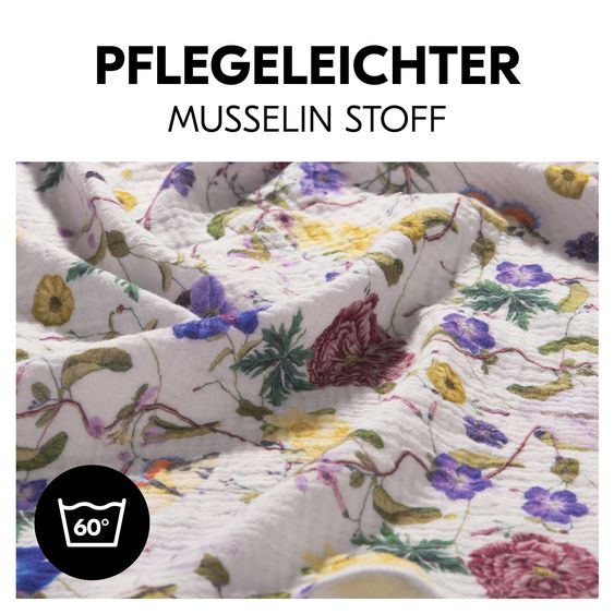 Hauck Mullwindeln / Mulltücher / Spucktücher Cuddle N Clean - 3er Set 80 x 80 cm - Sage / Beige / Floral