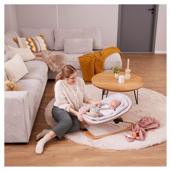 Hauck Neugeborenenaufsatz & Wippe Highchair Bouncer Eco - für Alpha, Beta & Arketa Hochstuhl - Light Grey