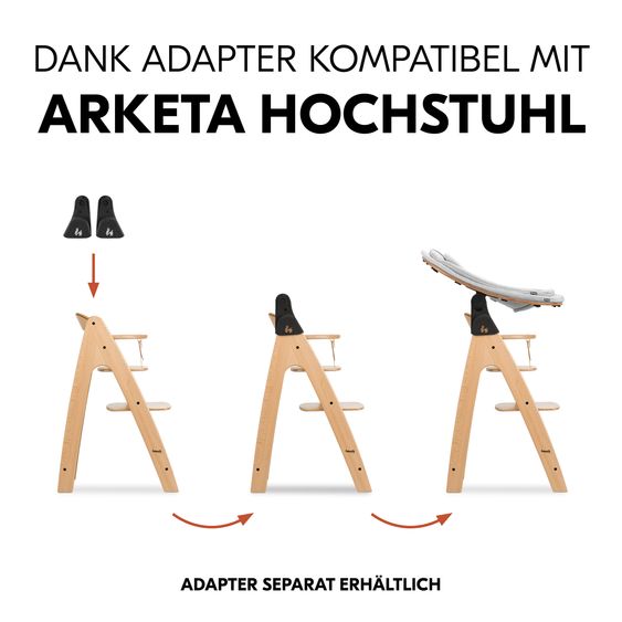 Hauck Neugeborenenaufsatz & Wippe Highchair Bouncer Eco - für Alpha, Beta & Arketa Hochstuhl - Light Grey