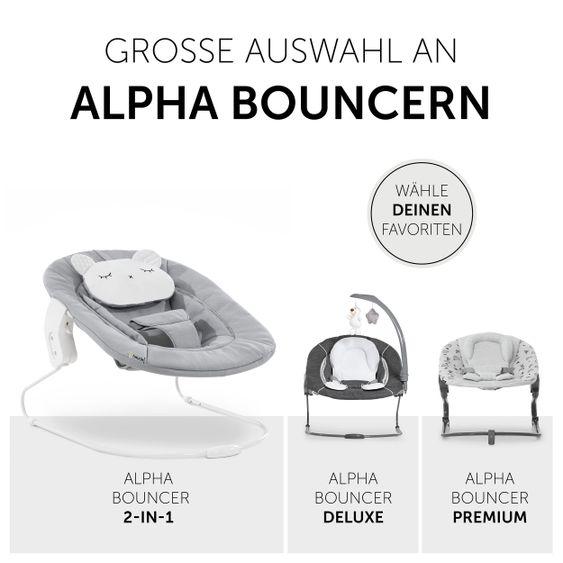 Hauck Neugeborenenaufsatz & Wippe für Alpha / Beta Hochstuhl - Bouncer 2in1 - Pastell Bear