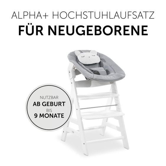 Hauck Neugeborenenaufsatz & Wippe für Alpha / Beta Hochstuhl - Bouncer 2in1 - Pastell Bear