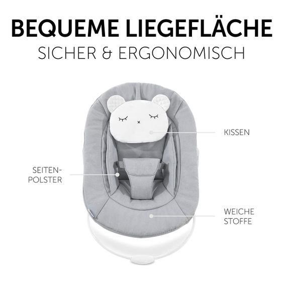 Hauck Neugeborenenaufsatz & Wippe für Alpha / Beta Hochstuhl - Bouncer 2in1 - Pastell Bear