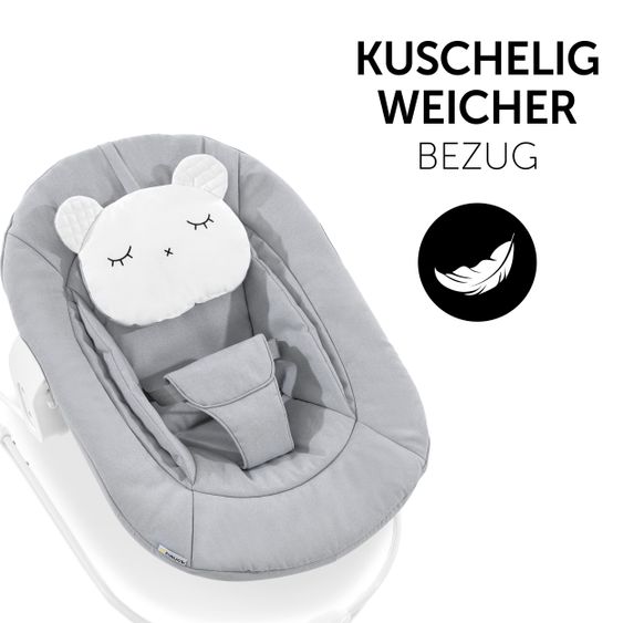 Hauck Neugeborenenaufsatz & Wippe für Alpha / Beta Hochstuhl - Bouncer 2in1 - Pastell Bear