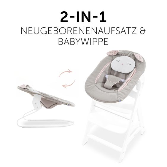 Hauck Attacco neonato e dondolo per seggiolone Alpha / Beta - Sdraietta 2in1 - Powder Bunny