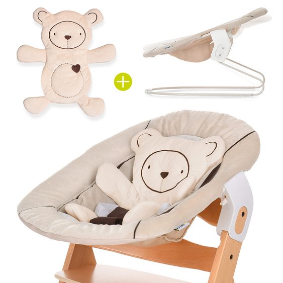 Hauck Neugeborenenaufsatz & Wippe für Alpha Hochstuhl - Bouncer 2in1 - Hearts Beige