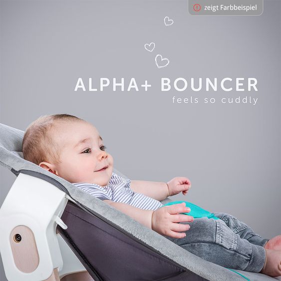Hauck Neugeborenenaufsatz & Wippe für Alpha Hochstuhl - Bouncer 2in1 - Hearts Beige