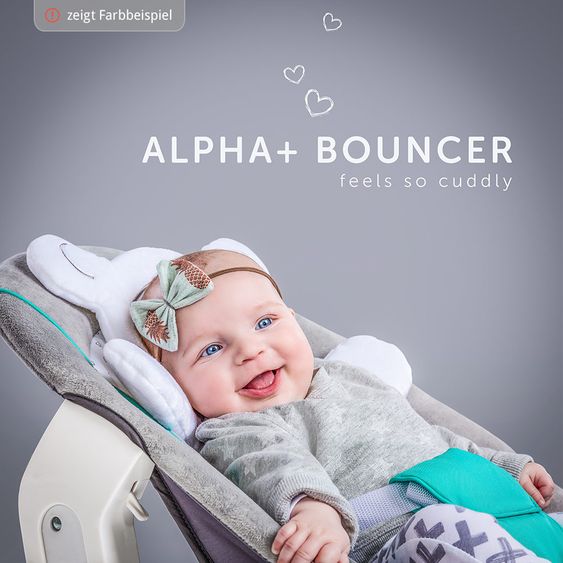 Hauck Neugeborenenaufsatz & Wippe für Alpha Hochstuhl - Bouncer 2in1 - Hearts Beige
