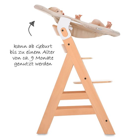 Hauck Neugeborenenaufsatz & Wippe für Alpha Hochstuhl - Bouncer 2in1 - Hearts Beige