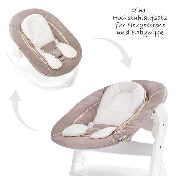 Hauck Attacco neonato e altalena per seggiolone Alpha - sdraietta 2in1 - Stretch Beige