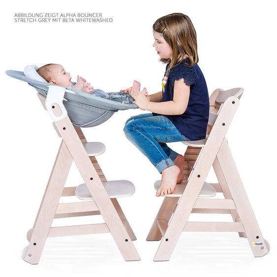 Hauck Newborn attachment & rocker for Alpha highchair - Bouncer 2in1 - Stretch Grey