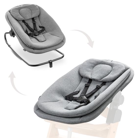 Hauck Neugeborenenaufsatz & Wippe Highchair Bouncer für Alpha, Beta & Arketa Hochstuhl - Dark Grey Melange