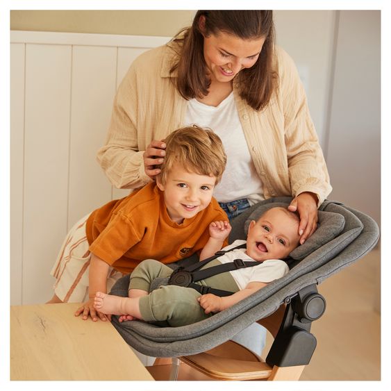 Hauck Neugeborenenaufsatz & Wippe Highchair Bouncer für Alpha, Beta & Arketa Hochstuhl - Dark Grey Melange