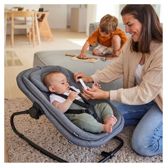 Hauck Neugeborenenaufsatz & Wippe Highchair Bouncer für Alpha, Beta & Arketa Hochstuhl - Dark Grey Melange