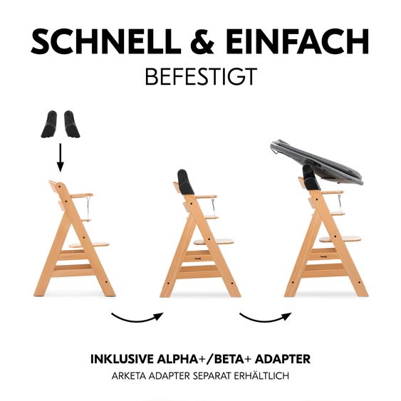 Hauck Neugeborenenaufsatz & Wippe Highchair Bouncer für Alpha, Beta & Arketa Hochstuhl - Dark Grey Melange