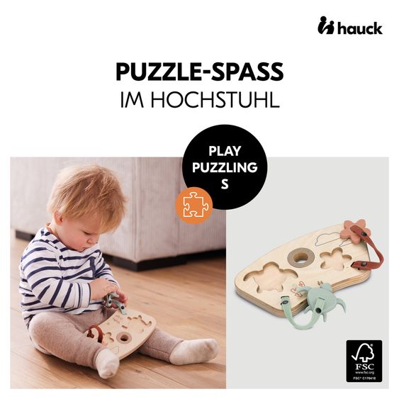 Hauck Play Tray Spiel Play Puzzling S - für Hochstuhl Alpha+, Beta+ & Arketa - Turtle & Flower