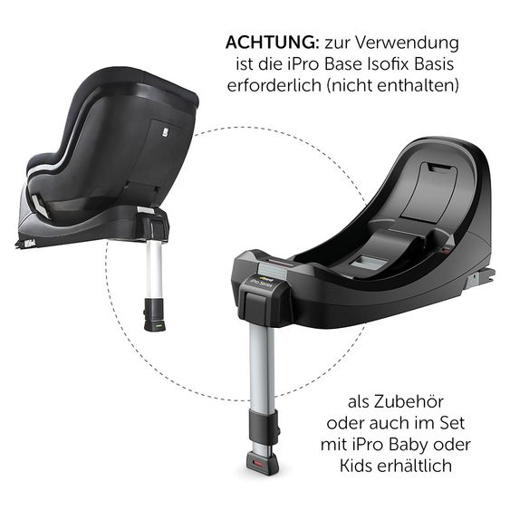 Hauck Reboard child seat iPro Kids - i-Size (up to 4 years) incl. seat reducer and reclining position - Caviar