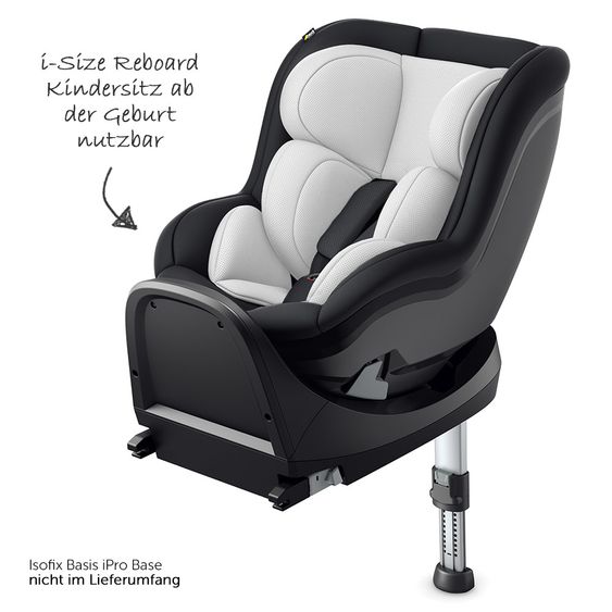 Hauck Reboard child seat iPro Kids - i-Size (up to 4 years) incl. seat reducer and reclining position - Caviar