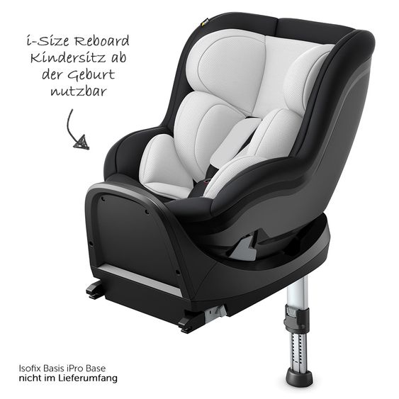 Hauck Reboard Kindersitz iPro Kids - i-Size (bis 4 Jahre) inkl. Sitzverkleinerer und Liegeposition - Lunar