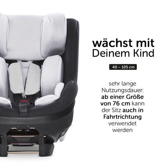 Hauck Reboard Kindersitz iPro Kids - i-Size (bis 4 Jahre) inkl. Sitzverkleinerer und Liegeposition - Lunar