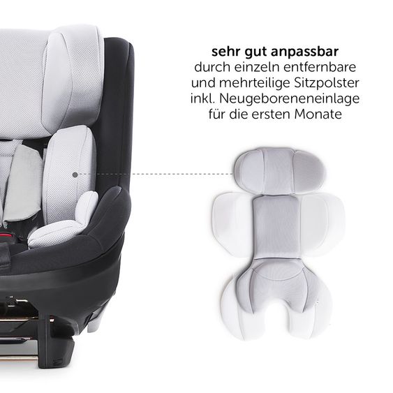 Hauck Reboard Kindersitz iPro Kids - i-Size (bis 4 Jahre) inkl. Sitzverkleinerer und Liegeposition - Lunar