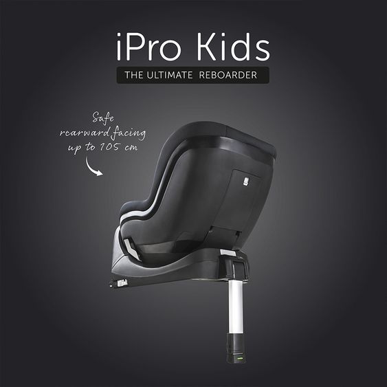 Hauck Reboard Kindersitz iPro Kids inkl. Isofix Basis iPro Base - i-Size (bis 4 Jahre) inkl. Sitzverkleinerer - Caviar