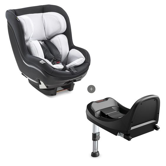 Hauck Reboard Kindersitz iPro Kids inkl. Isofix Basis iPro Base - i-Size (bis 4 Jahre) inkl. Sitzverkleinerer - Caviar