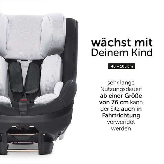 Hauck Reboard Kindersitz iPro Kids inkl. Isofix Basis iPro Base - i-Size (bis 4 Jahre) inkl. Sitzverkleinerer - Caviar