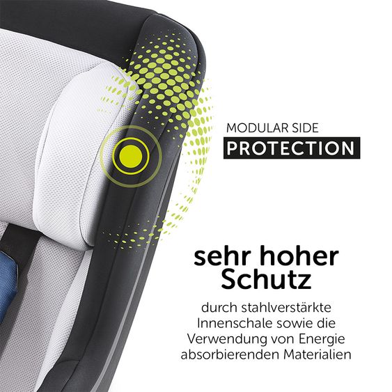 Hauck Reboard Kindersitz iPro Kids inkl. Isofix Basis iPro Base - i-Size (bis 4 Jahre) inkl. Sitzverkleinerer - Denim