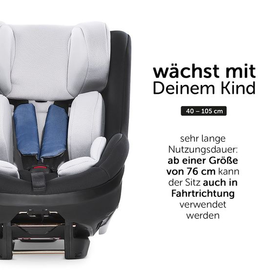 Hauck Reboard Kindersitz iPro Kids inkl. Isofix Basis iPro Base - i-Size (bis 4 Jahre) inkl. Sitzverkleinerer - Denim