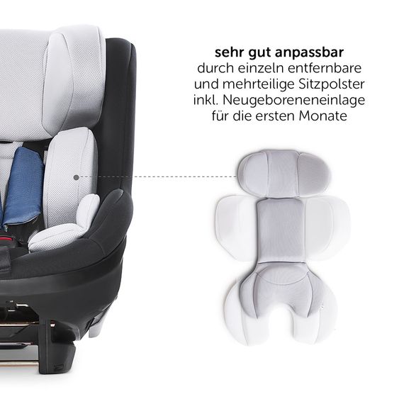 Hauck Reboard Kindersitz iPro Kids inkl. Isofix Basis iPro Base - i-Size (bis 4 Jahre) inkl. Sitzverkleinerer - Denim