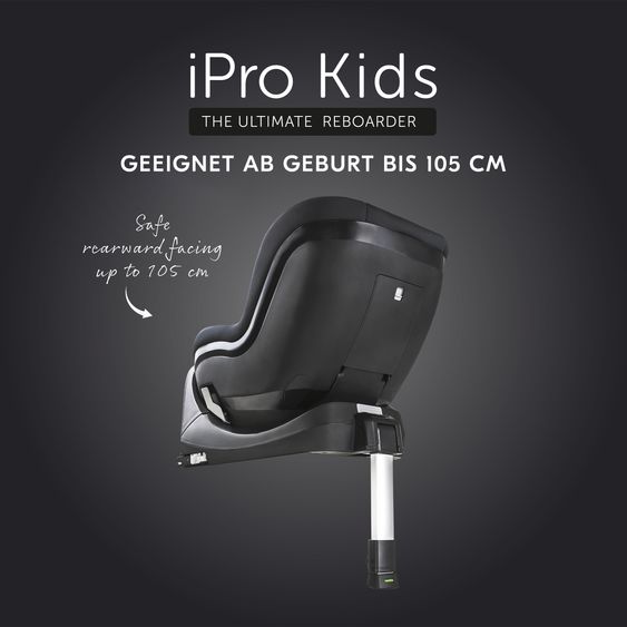 Hauck Reboard del seggiolino iPro Kids con base Isofix iPro Base e copertina estiva - i-Size (fino a 4 anni) con riduttore di seduta - Caviar