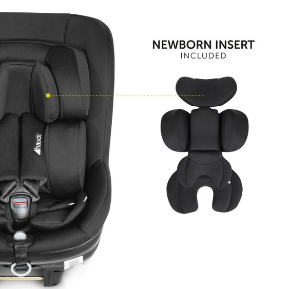 Hauck Reboard Kindersitz Select Kids - i-Size (bis 4 Jahre) inkl. Sitzverkleinerer und Liegeposition - Black