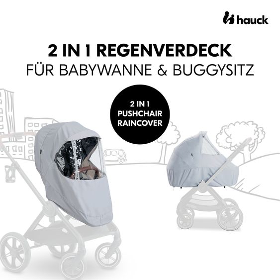 Hauck Regenschutz 2in1 für Buggy & Babywanne - Grey