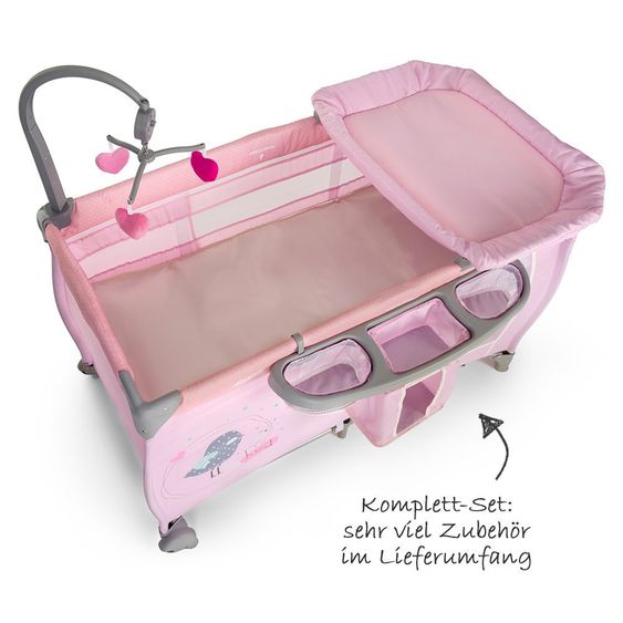 Hauck Reisebett Babycenter - Birdie Grey