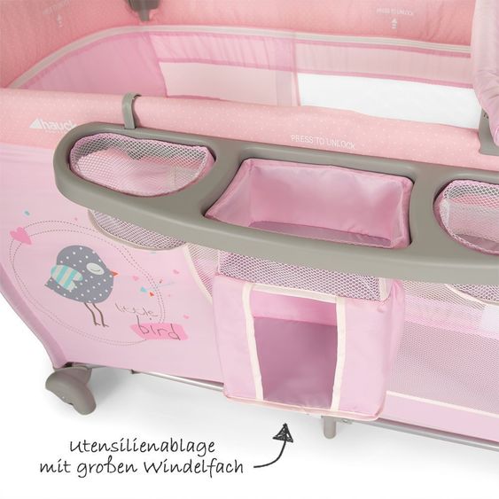 Hauck Reisebett Babycenter - Birdie Grey