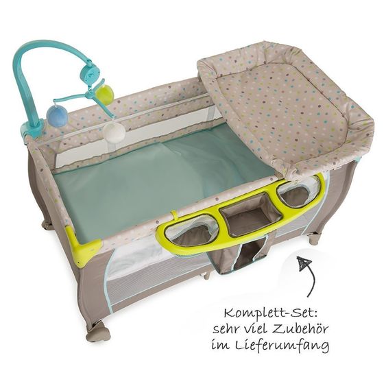 Hauck Travel cot baby center - Multi Dots Sand