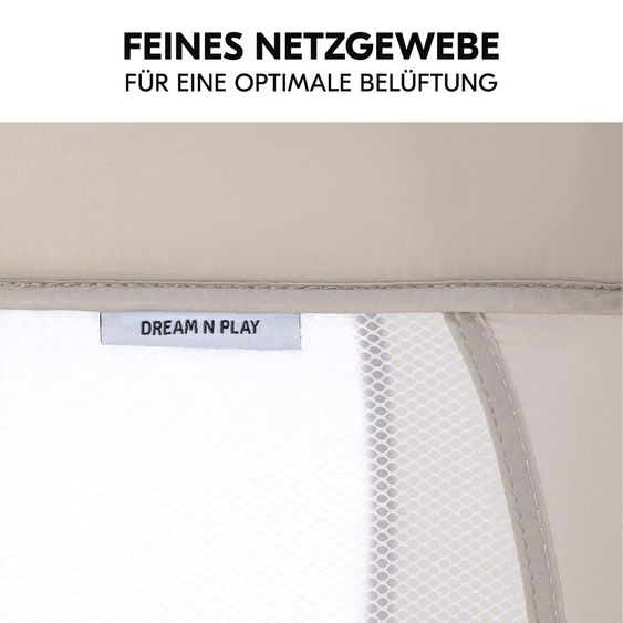 Hauck Lit De Voyage Dream N Play avec Matelas Confort & Protection Contre Les Insectes - Beige