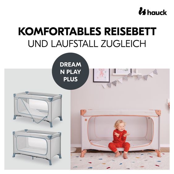 Hauck Reisebett Dream N Play Plus (mit seitlichem Einstieg) - Dusty Blue