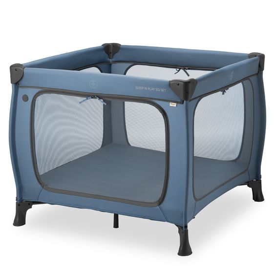 Hauck Lettino da viaggio e box Sleep N Play SQ Set (con materasso comfort e ingresso laterale) - Blu scuro