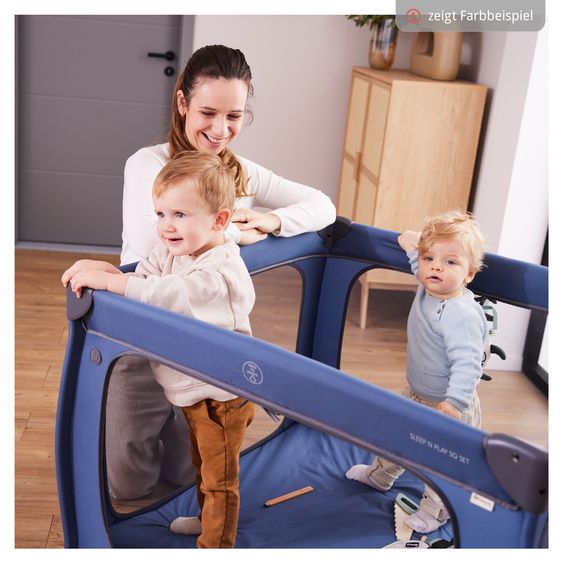 Hauck Reisebett & Laufgitter Sleep N Play SQ Set (mit Komfort-Matratze & seitlichem Einstieg) - Dark Blue