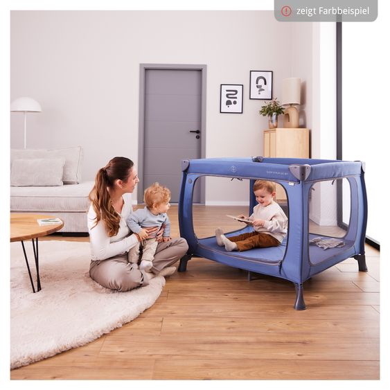 Hauck Reisebett & Laufgitter Sleep N Play SQ Set (mit Komfort-Matratze & seitlichem Einstieg) - Dark Blue