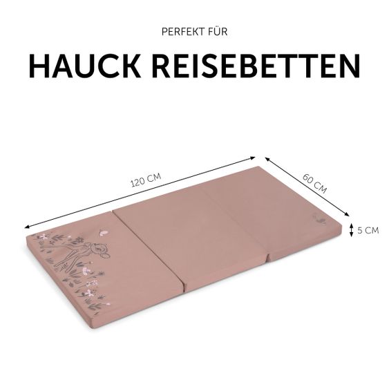 Hauck Travel Cot Mattress Sleeper 60 x 120 cm - Disney - Bambi Rose