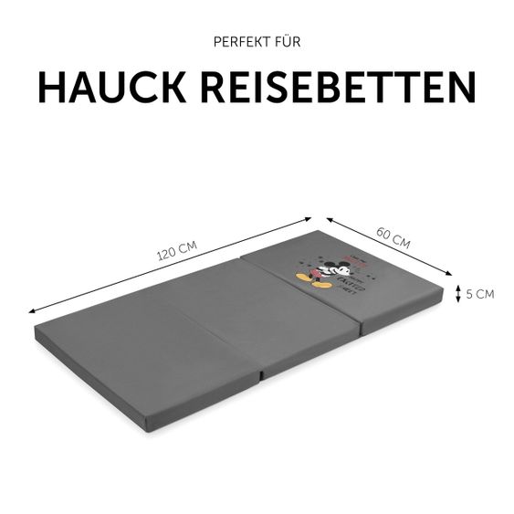 Hauck Travel cot mattress Sleeper 60 x 120 cm - Disney - Mickey Mouse Grey