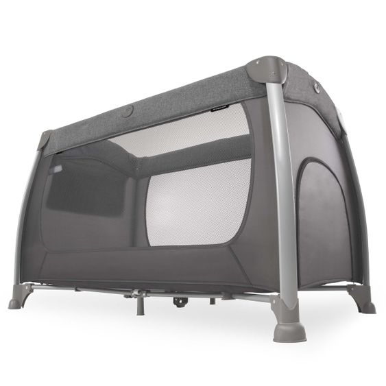 Hauck Play'n Relax Center travel cot with changing mat, height adjustable and side entry - Melange Charcoal