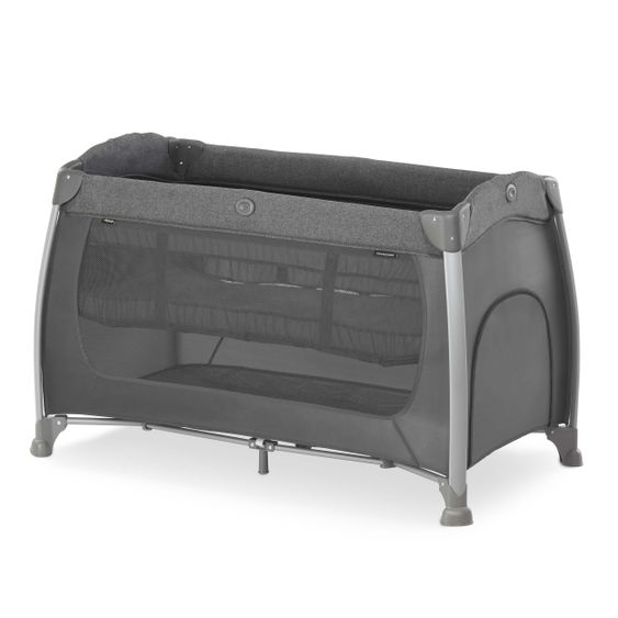 Hauck Play'n Relax Center travel cot with changing mat, height adjustable and side entry - Melange Charcoal