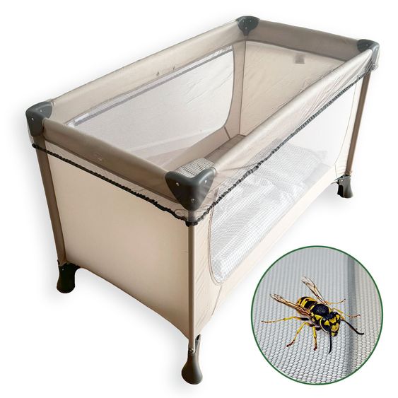 Hauck Travel cot set Dream`n Play Go incl. Alvi travel cot mattress & insect screen - Disney - Pooh Rainbow Beige