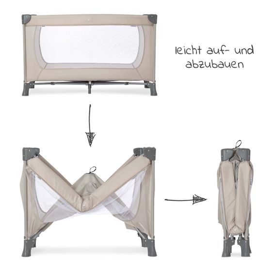 Hauck Reisebett Set Dream'n Play inkl. Alvi Reisebett Matratze & Insektenschutz - Beige