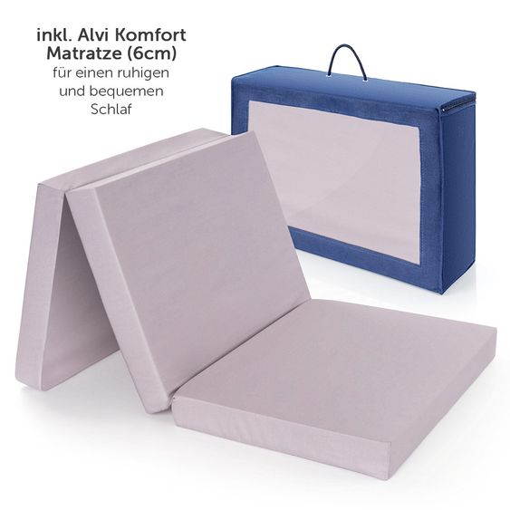 Hauck Reisebett Set Dream'n Play - mit Alvi Reisebett Matratze Komfort (schadstoffgeprüft, faltbar, 6 cm Höhe) - Green Grey
